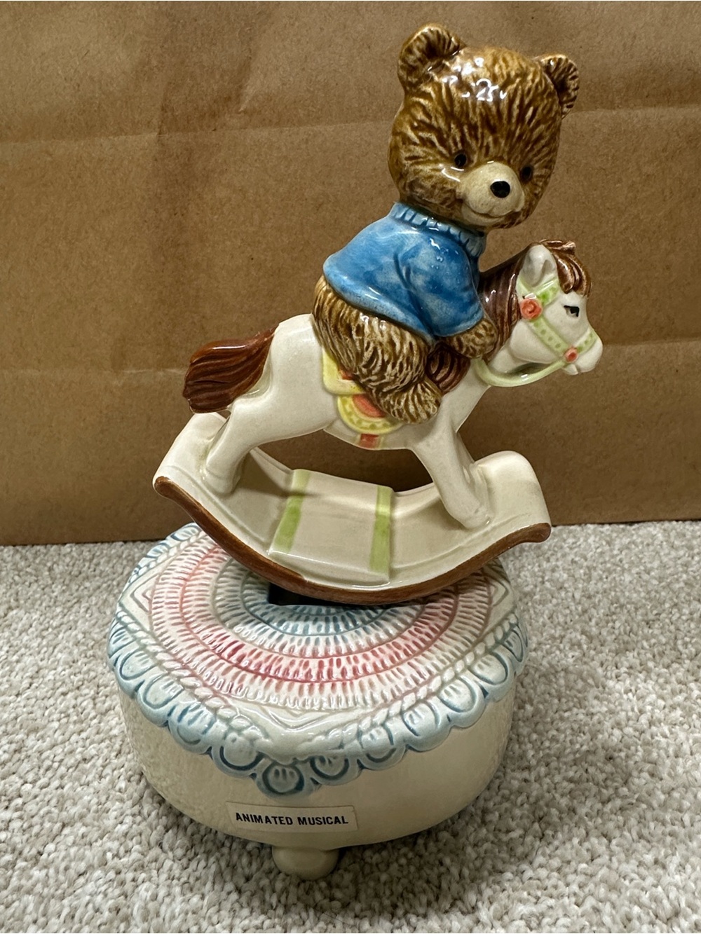 Vintage OTAGIRI Japan "Put on a Happy Face" Handmade Animated Musical Music Box